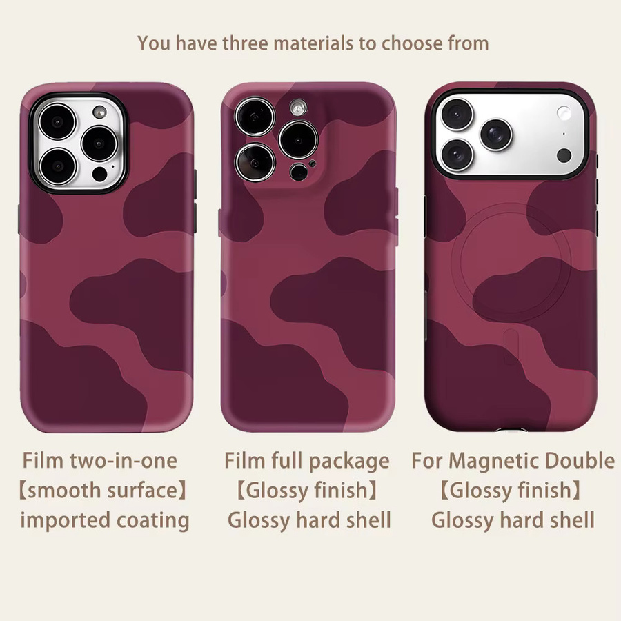 Potdemiel Magnetische Handyhülle Fuchsia Gradient Wave Double-Layer Tough Case für iPhone 17 16 15 14 Pro Max Plus in Pink und Purple - Bild 2