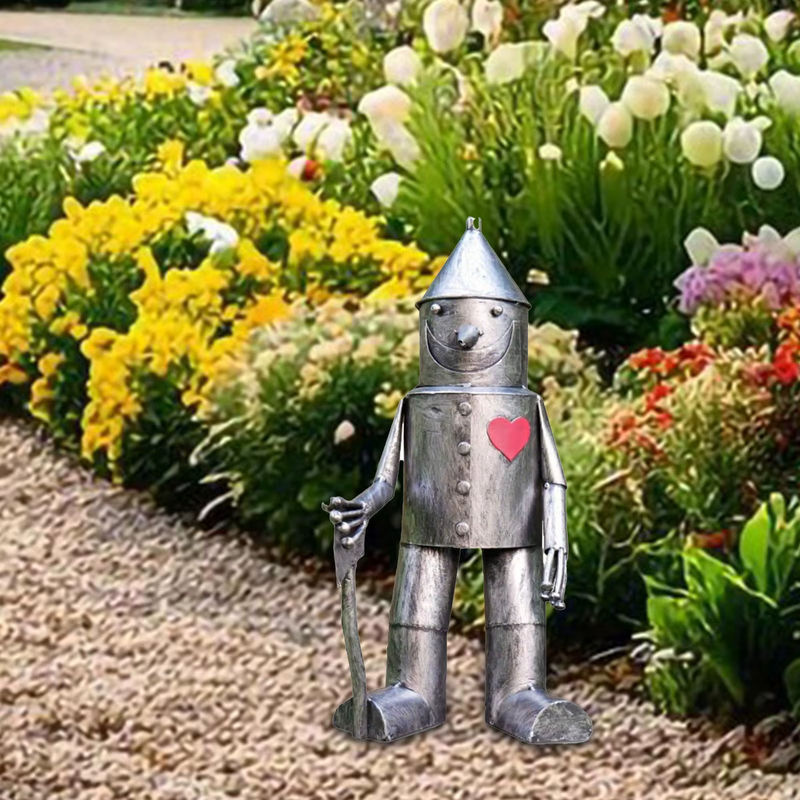 Homyl Gartenstatue Mensch als stehende Skulptur aus Kunstharz und Metall in Silber - Bild 4