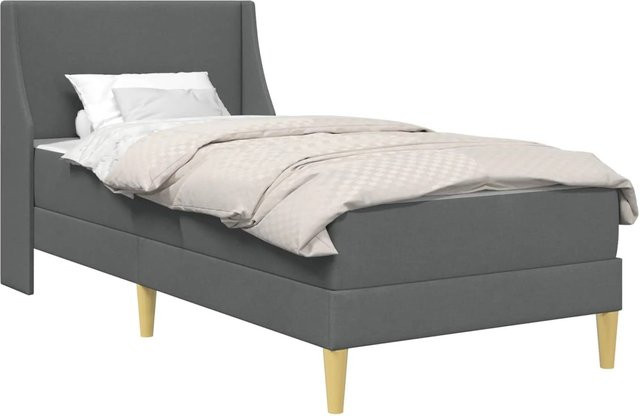 vidaXL Bettgestell mit Matratze in Dunkelgrau aus Stoff, B/T: 100 x 200 cm - Bild 1