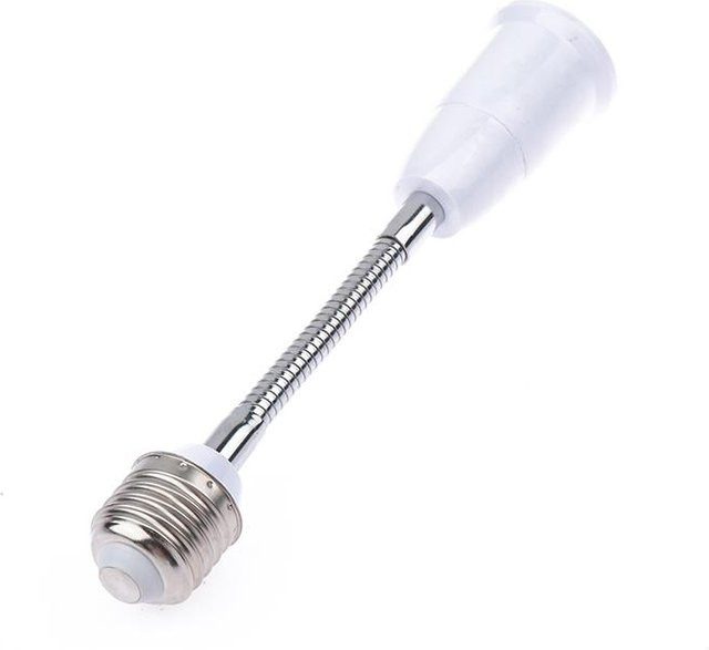 Cyle Flexibler E27 auf E27 Lampenfassung Adapter für LED-Leuchtmittel, Weiß/Silber, Höhe: 18 cm - Bild 1