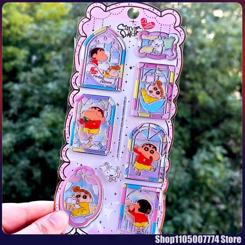 2 Stück Bandai Crayon Shin-Chan 3D Heißsilber-Fensteraufkleber in Silber und Multicolour für DIY Handy-Deko und Schreibwaren - Bild 3