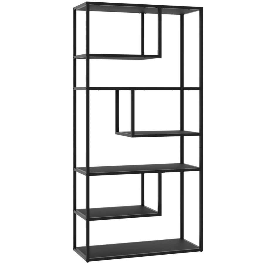 tectake Standregal Venda Industrial Look mit 6 Fächern aus pulverbeschichtetem Stahl und Spanplatte, Schwarz, B/T/H: 85 x 35 x 188 cm - Bild 2