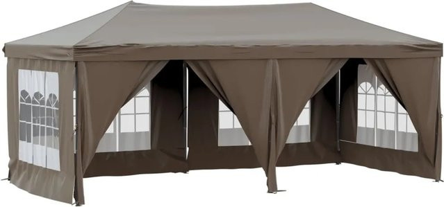 vidaXL Partyzelt faltbar mit Seitenwänden aus 210D Oxford-Gewebe in Beige und Grau, B/T/H: 6 x 3 x 2,45 m - Bild 1