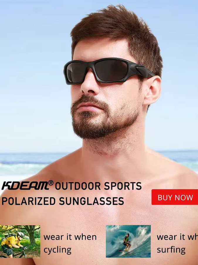 KDEAM Strong Arm Sonnenbrille, Unisex, Vollrand, Schwarz, Kunststoff, polarisiert - Bild 3