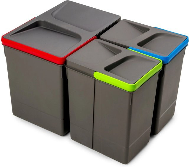 Emuca Lot Recycle Behälter für Küchenschubladen, 2x 7 Liter, Kunststoff, Anthrazitgrau, Höhe: 26,6 cm - Bild 1