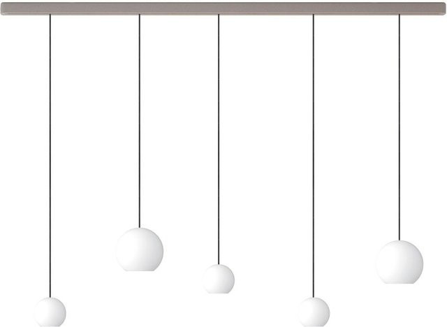 KOMOT KOS Quinto SL LED-Pendelleuchte mit Schiene, Farbe Nickel matt und Schwarz, mundgeblasenes Opalglas, Tunable White 2200K - 4200K, Länge: 200 cm - Bild 1