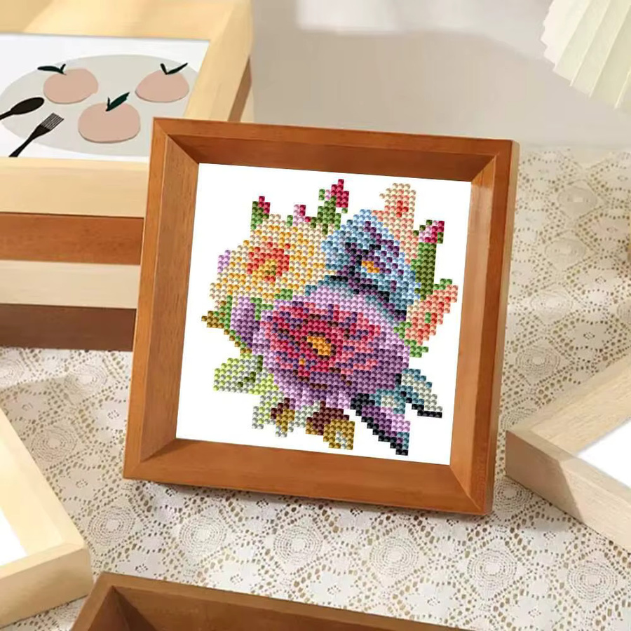 12er Set AZQSD Diamantmalerei Pfingstrose Blumen Mosaik Stickerei Set in Multicolor - Bild 1