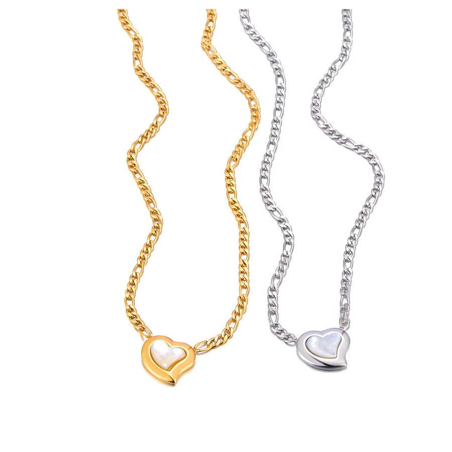 Lokaer Halskette Edelstahl, Gold, Herz, Muschel, Damen - Bild 1