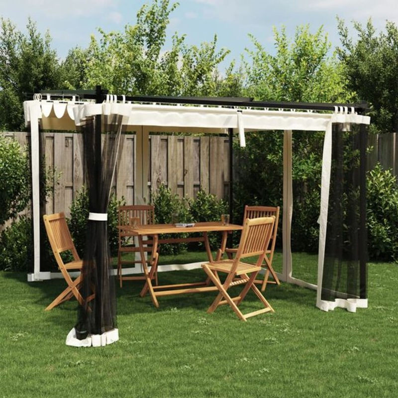 vidaxl Pavillon mit Netzwänden aus Stahl und Polyester in Creme, B/T/H: 300 x 300 x 230 cm - Bild 1