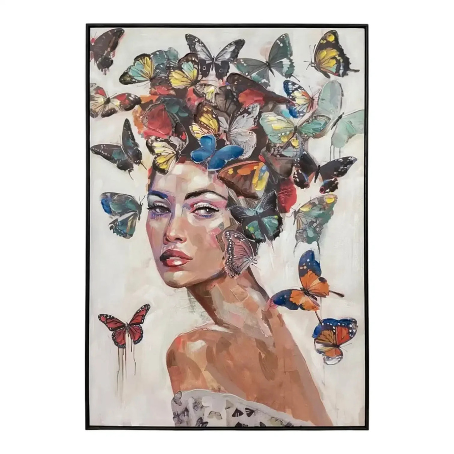 Mansion atmosphere Canvas-Gemälde Frauen mit Schmetterlingen, Mehrfarbig, Breite: 70 cm, Höhe: 100 cm, Tiefe: 3,5 cm - Bild 1