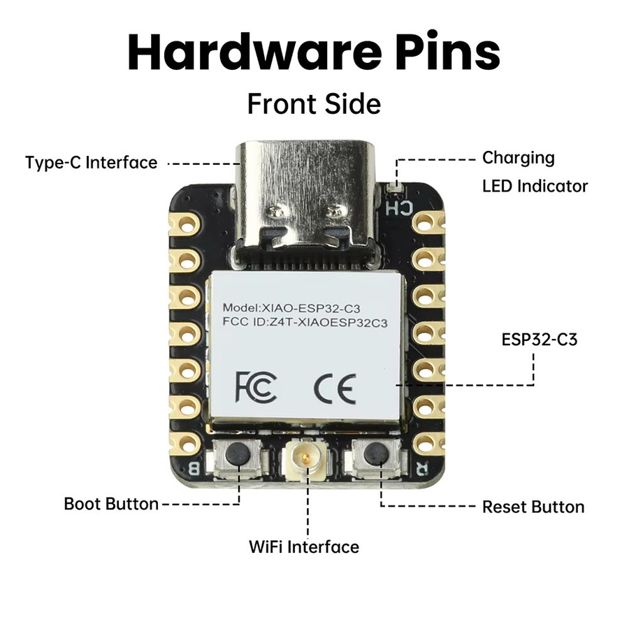 Seeed Studio XIAO ESP32 C3/C6 Entwicklungsboard mit Low-Power Bluetooth und WiFi Dual-Mode für Zigbee Smart Home IoT in Schwarz - Bild 2