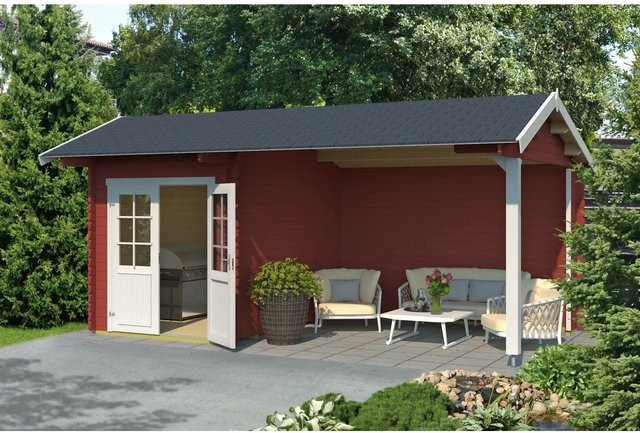 Lasita Gartenhaus Kenzo aus Fichtenholz mit Satteldach in Schwedenrot, B/H/T: 580 x 273,6 x 389,3 cm - Bild 1
