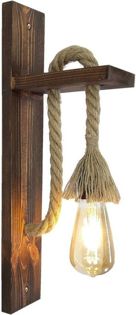 Opviq Wandleuchte aus Kiefernholz in Nussbaum, rustikales Design, E27, B/H/T: 45 x 17 x 9 cm - Bild 1