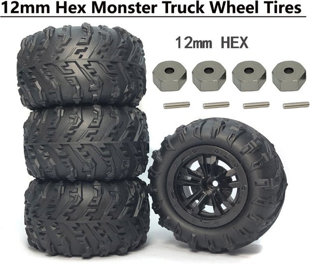 YSIDO RC Monster Truck Rad Reifen, 4-teiliges Set, 85mm 12mm Hex, 1:16 Off Road - Bild 1