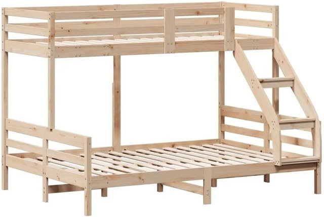 vidaXL Etagenbett aus Massivholz Kiefer in rustikalem Design, B/T/H: 90 x 200 x 145 cm und 140 x 200 x 145 cm - Bild 1