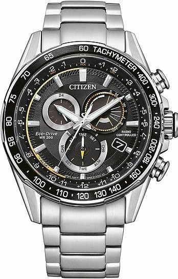Citizen Chronograph, Solar, Edelstahl, Schwarz, 44 mm, Herren - Bild 1