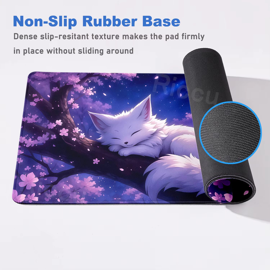 White Fox Mausmatte Anime Kawaii – Große Gaming Mausunterlage aus Gummi in Multicolour für PC und Schreibtisch - Bild 2