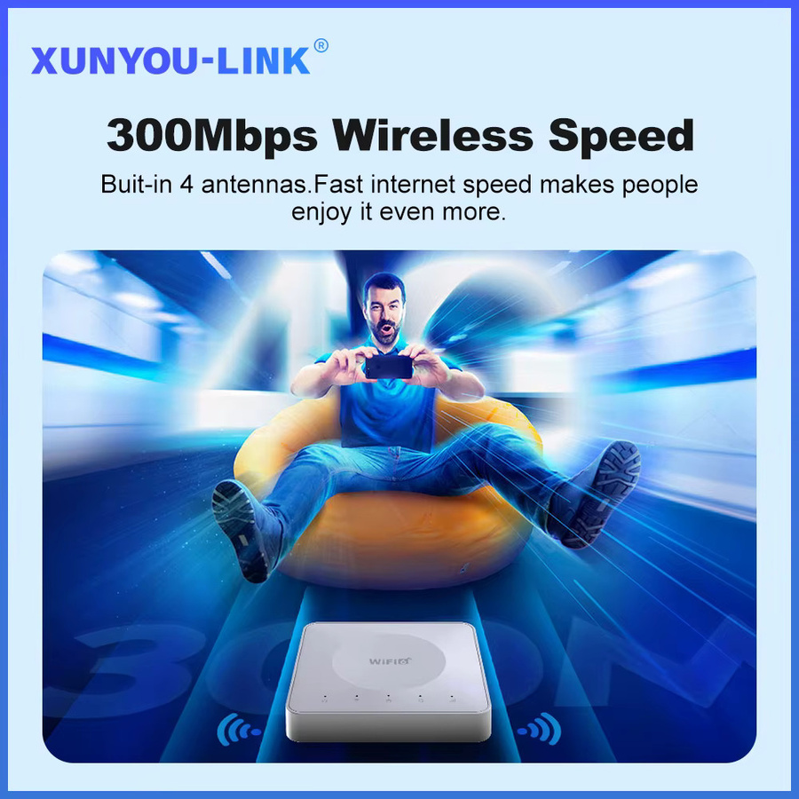 XUNYOU-LINK 4G LTE WiFi 6 WLAN-Router mit 300Mbps, Mobiler Hotspot mit Typ-C Schnittstelle für bis zu 32 Geräte, Weiß - Bild 3