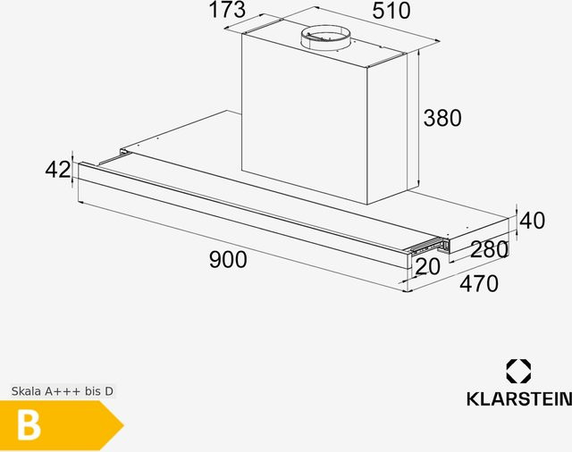 Klarstein Mariana Neo 90 Flachschirmhaube in Weiß mit 640 m³/h Abluftleistung und LED-Display - Bild 1