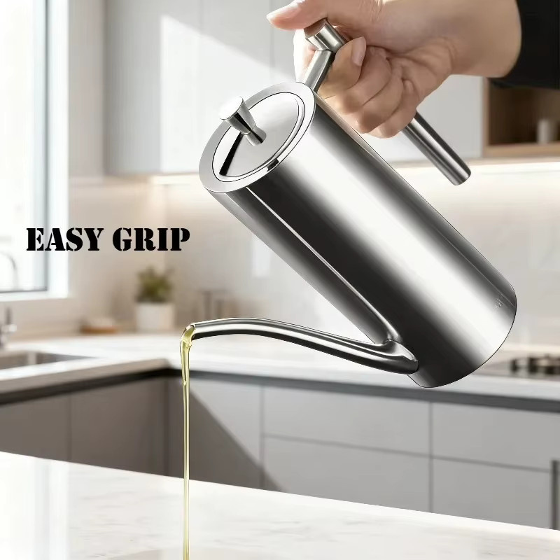 JUSTINLAU Ölkanne aus 304 Edelstahl mit langem Ausguss, Silber, 500 ml / 700 ml - Bild 3