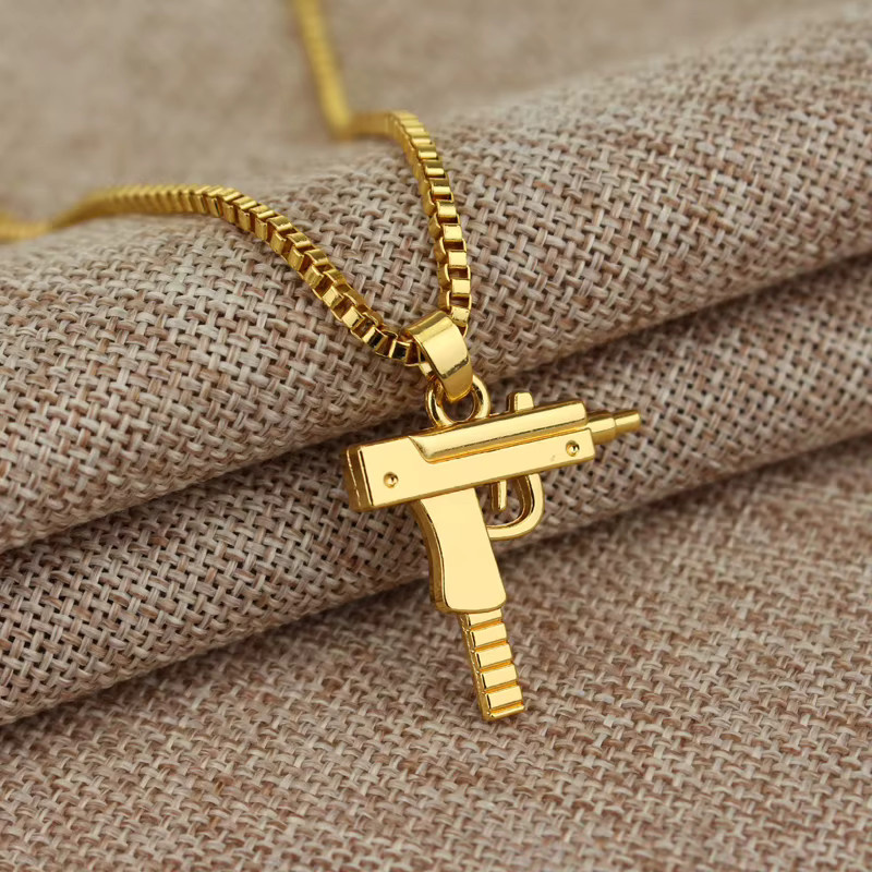 Bandai Halskette, Uzi-Pistolen-förmiger Anhänger, Gold, Unisex - Bild 2