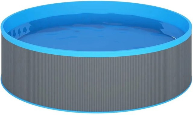 vidaXL Planschbecken rund aus Stahl und PVC, Grau, Durchmesser: 350 cm, Höhe: 90 cm - Bild 1