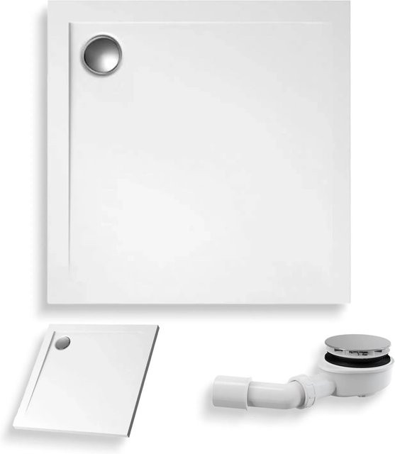 KOLMAN Duschwanne quadratisch Weiß mit Ablaufgarnitur, B/B: 80 x 80 cm - Bild 1