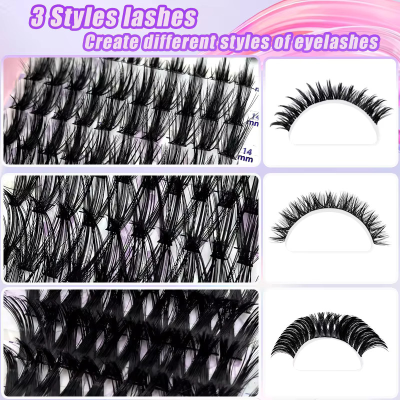 EIMNY Wimpern-Cluster-Set, 300 Stück, 10–16 mm, D-Curl, Unisex - Bild 2