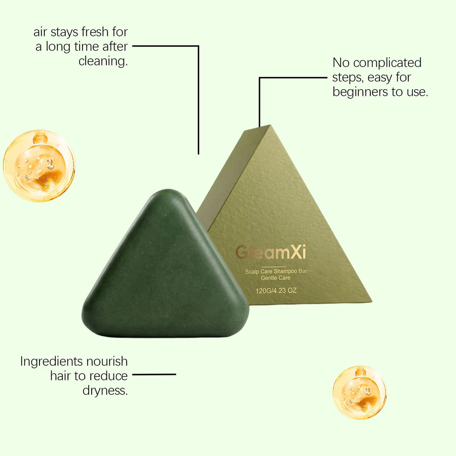 Gleamxi Dreieckiges Shampoo-Bar, Unisex, Tiefenreinigung, Stärkung, Glanz und Volumen - Bild 4