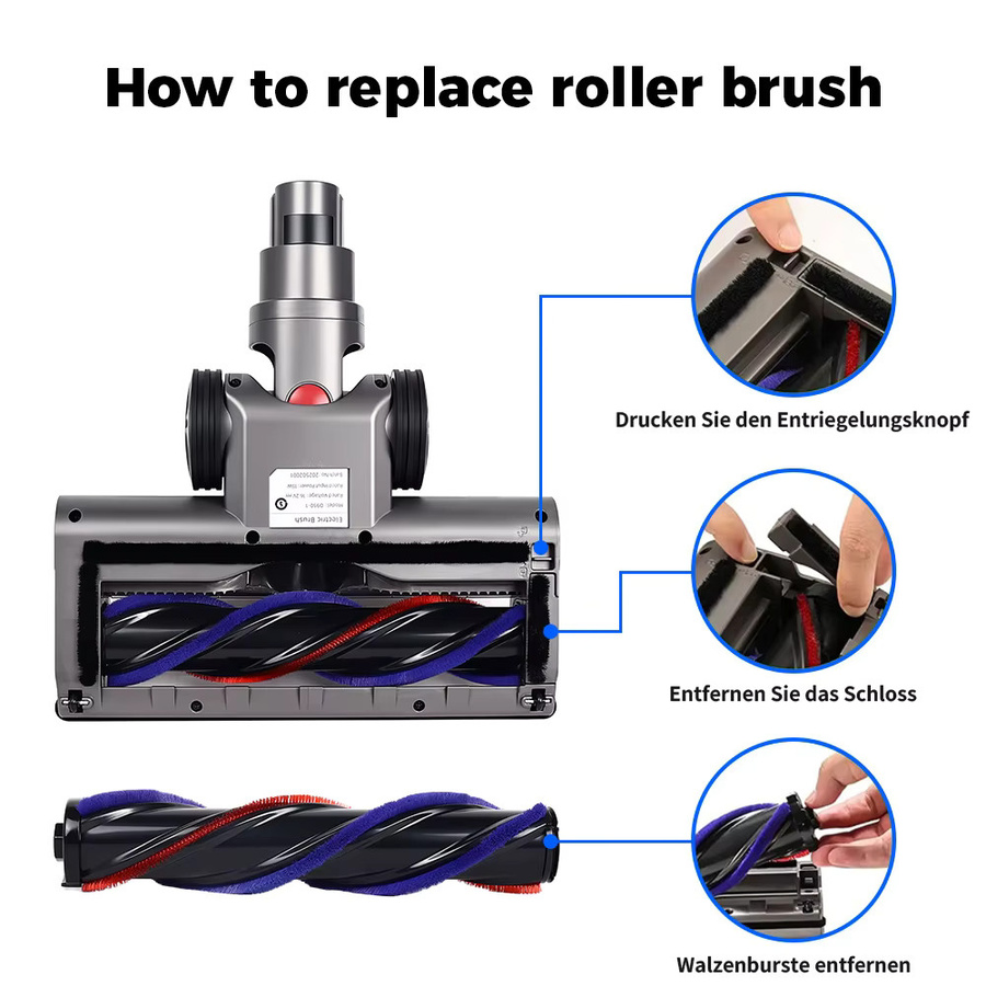 Elektrischer Rollbürstenkopf für Dyson kabellose Staubsauger V7 V8 V10 V11 V15 mit Schnellwechsel-Funktion - Bild 5