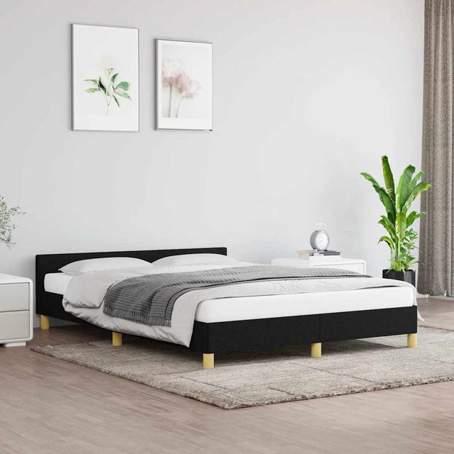 vidaXL Bettgestell mit Kopfteil in Schwarz aus Stoff, B/T/H: 140 x 200 cm - Bild 3