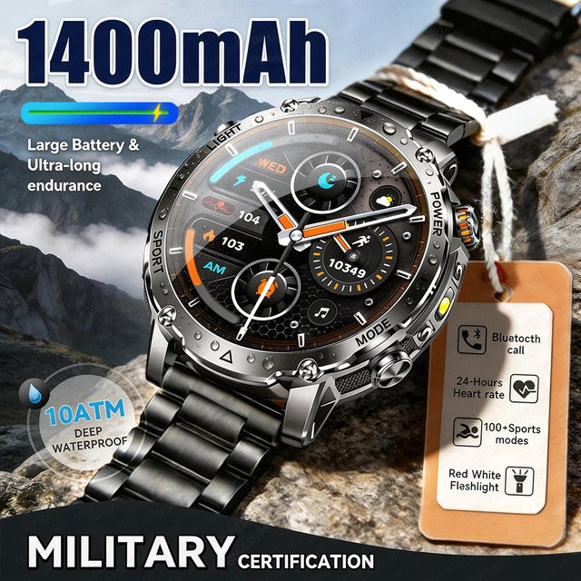 GUHUAVMI Smartwatch, Schwarz, 10 ATM, GPS, Herren - Bild 1