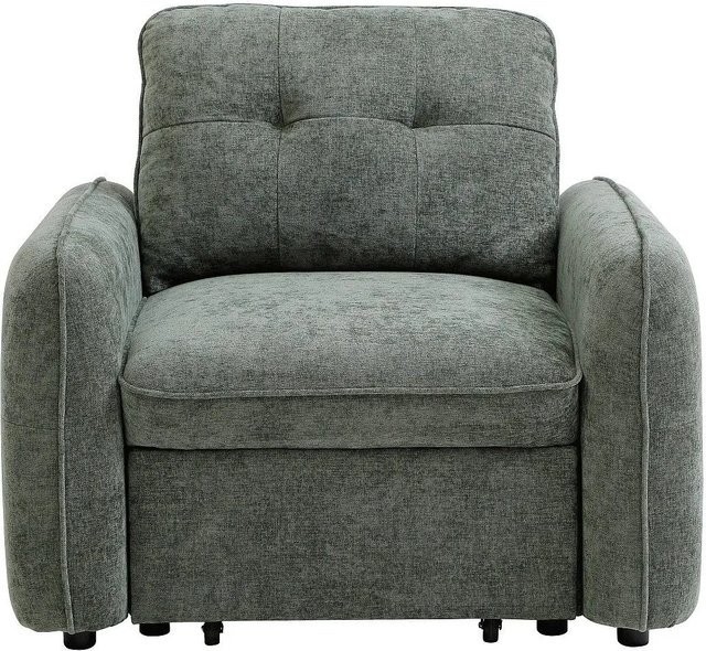 Vente-unique Schlafsessel Pobava in Grün aus Stoff mit Armlehnen, Breite: 104 cm, Tiefe: 97 cm, Höhe: 90 cm - Bild 1