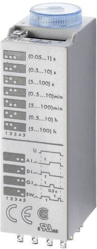 Finder Multifunktionales Zeitrelais 85.04.0.048.0000 in Grau mit 4 Wechsler und Plug-in Anschluss - Bild 1