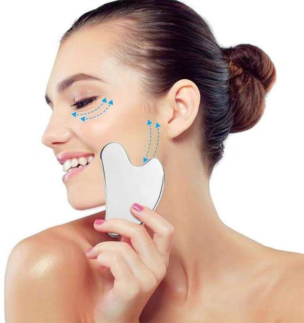 Boermeize Gua Sha Massagegerät aus Edelstahl, Gesicht und Körper, Unisex - Bild 1