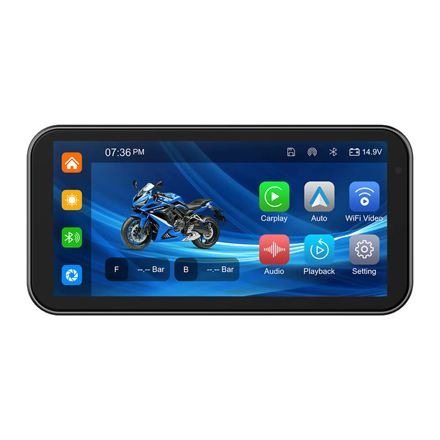 Navifly Motorrad GPS Navigation mit 6,25 Zoll Display, kabelloses CarPlay und Android Auto, Dual Bluetooth, 1080P Kamera Recorder, IP67 wasserdicht, Schwarz - Bild 6