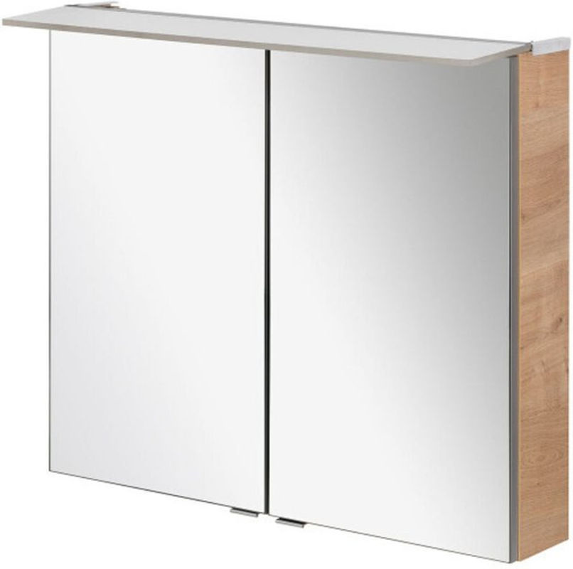 Fackelmann Spiegelschrank b.perfekt in Eiche mit Softclose-Türen, integrierter LED-Beleuchtung und Steckdose für den Rasierer, B/H/T: 80 x 69 x 23,1 cm - Bild 2