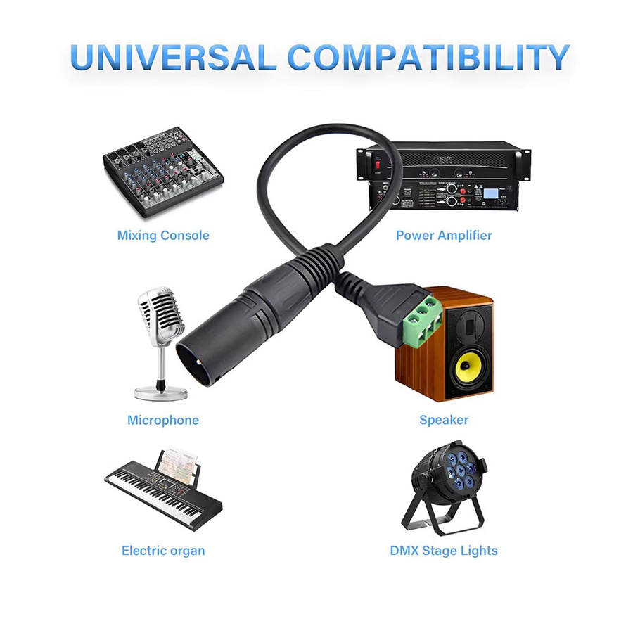 UpperFu XLR 3 Pin auf 3 Pole Terminal Connector Adapter Set, Schwarz, 2 Stück - Bild 2