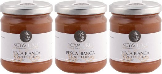 Scyavuru Fruchtaufstrich Pesca Bianca weißer Pfirsich 3 x 220 g - Bild 1