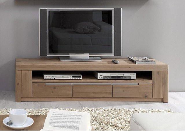 Solido TV-Mediaschrank aus massiver Wildeiche, braun, geölt, modern mit Soft-Close-Schubladen und Medienfächern - Bild 1