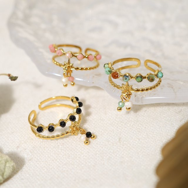WILD & FREE Ringe Edelstahl, Kristall, Gold, Damen - Bild 1