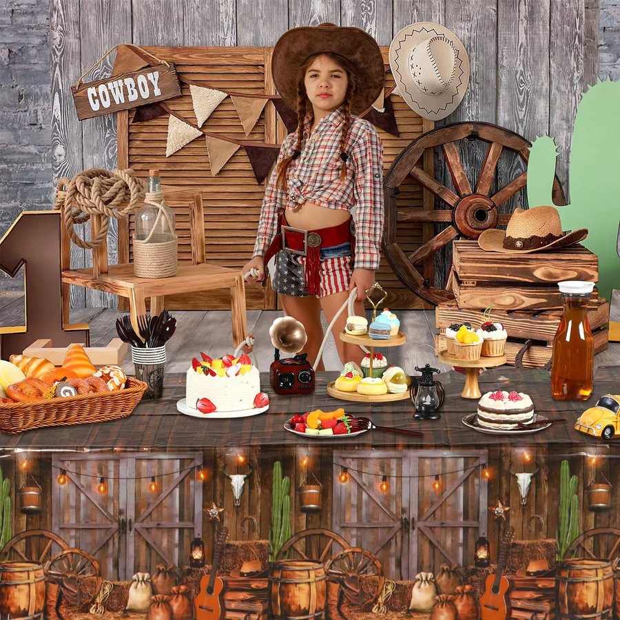 Huiran Western Cowboy Tischdecke für deine Wild West Geburtstagsparty aus Kunststoff - Bild 4