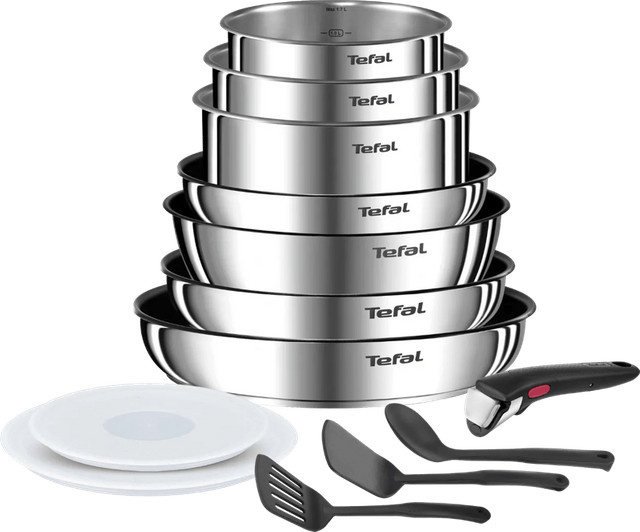 Tefal Ingenio Emotion 13-teiliges Topf- und Pfannenset mit Non-Stick-Beschichtung in Schwarz und Silber aus Aluminium und Edelstahl - Bild 1