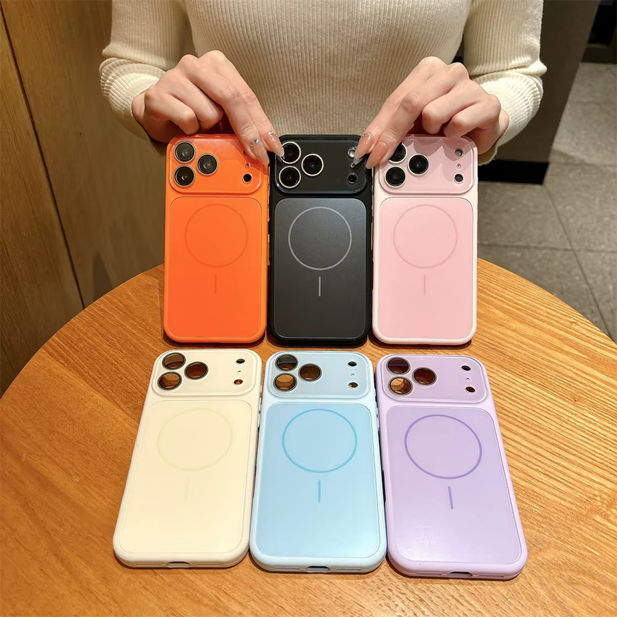 Xeber Schutzhülle mit mattem Glas und Objektivschutz für iPhone 17 16 15 14 13 Pro Max, MagSafe kompatibel, Stoßfest, Farbe: Orange - Bild 2