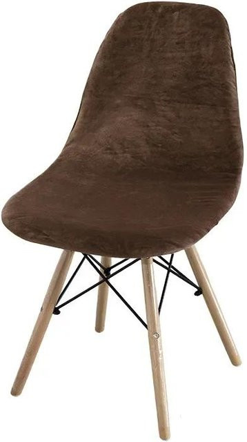 Bestbags Esszimmerstuhlbezug aus weichem Samt in Braun ohne Armlehnen - Bild 1
