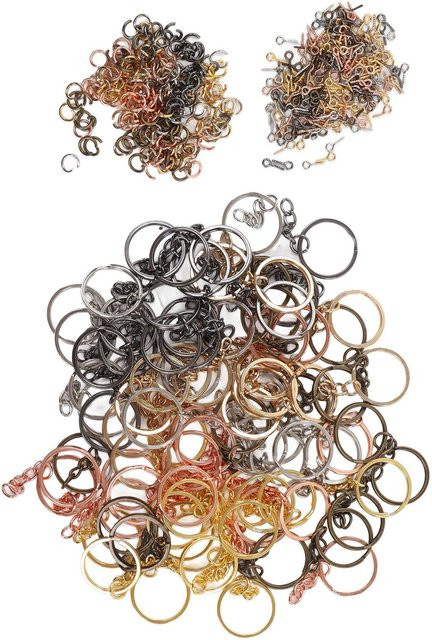 90 Stück GoolRC Schlüsselanhängerringe Set aus Metall in 6 Farben mit Biegeringen und Schraubösen für dein DIY-Projekt, Grau und Multicolour - Bild 1