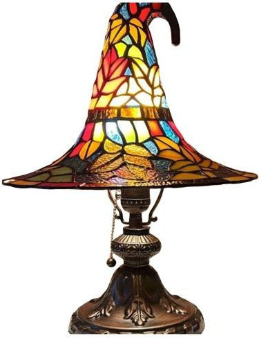 Aunel Hexenhut Tischlampe aus Buntglas und Harz in Multicolour mit Retro-Design für dein Schlafzimmer - Bild 1