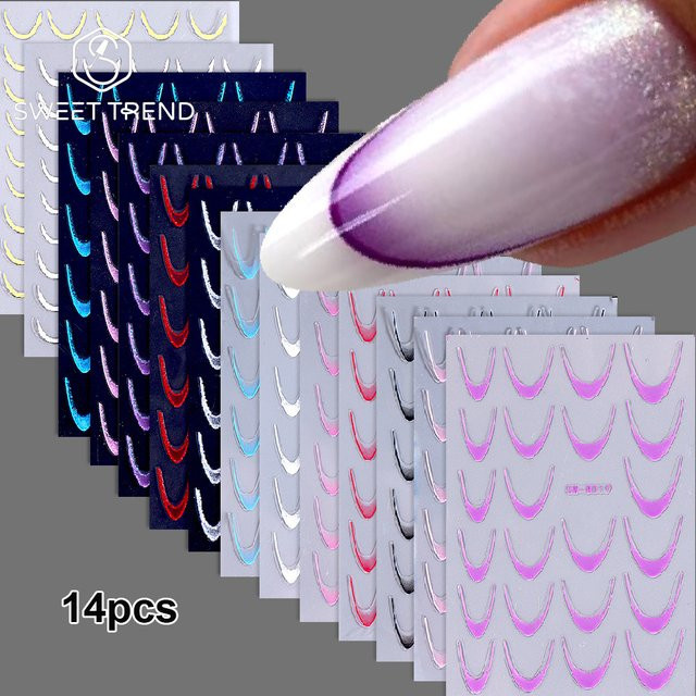 SWEET TREND Nagelkunst-Aufkleber, 14-teiliges Set, Französisches Design - Bild 1