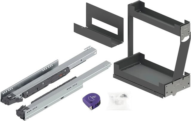 vasalat Set Pinello Board Schrankauszug 2-Etagen Vollauszug mit Soft-Close Rechts Anthrazit Matt - Bild 1