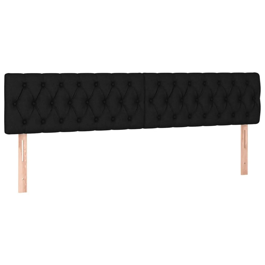 vidaXL LED Kopfteil Schwarz mit USB-Ladeport und integrierter Beleuchtung, Stoff, B: 200 cm, H: 78 bis 88 cm, T: 7 cm - Bild 2